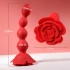 Rechargeable silicone vibrating anal rosary with rotation and remote control Flower red [12]