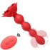 Rechargeable silicone vibrating anal rosary with rotation and remote control Flower red
