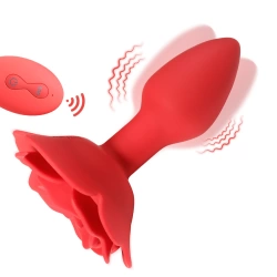 Butt Plug Flower rechargeable silicone butt plug with rotating movements and remote control