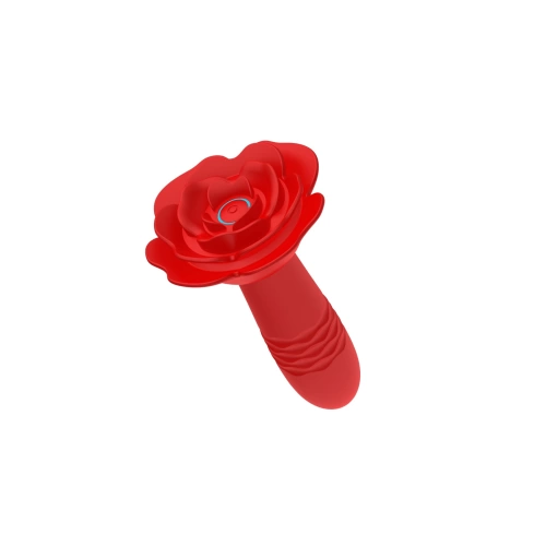 Rose Thrusting Plug Rechargeable Silicone Anal Vibrator with Remote Control [1]