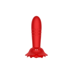 Rose Thrusting Plug Rechargeable Silicone Anal Vibrator with Remote Control
