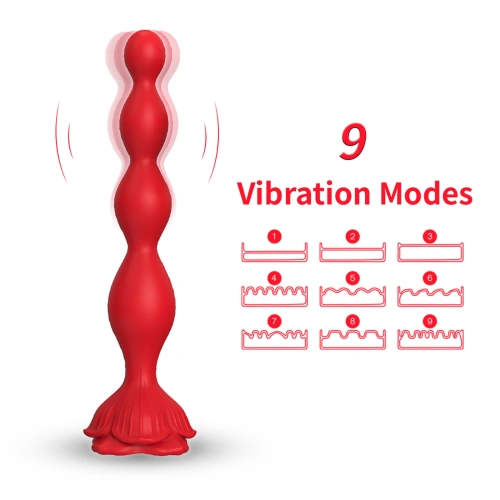Rechargeable silicone vibrating toy with rose base Rosestick red [1]