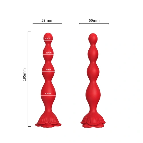Rechargeable silicone vibrating toy with rose base Rosestick red [10]