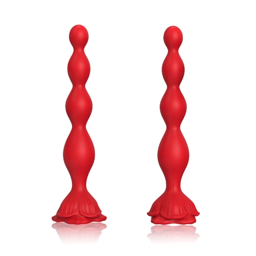 Rechargeable silicone vibrating toy with rose base Rosestick red [2]
