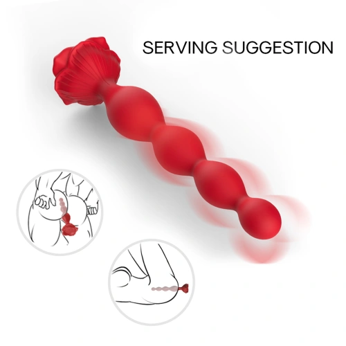 Rechargeable silicone vibrating toy with rose base Rosestick red [3]