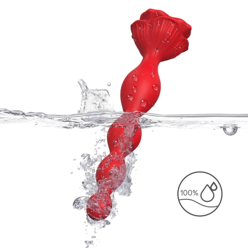 Rechargeable silicone vibrating toy with rose base Rosestick red [7]