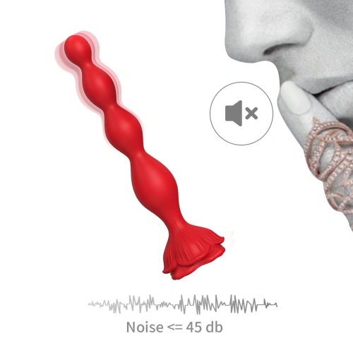 Rechargeable silicone vibrating toy with rose base Rosestick red [8]