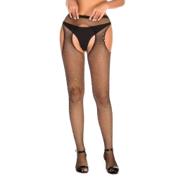 Paris Hollywood H3477 Rhinestone Crotchless Tights black
