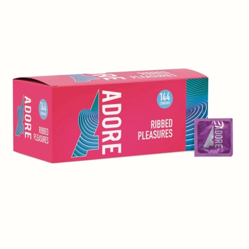144 pcs. Adore Ribbed Pleasures Condoms