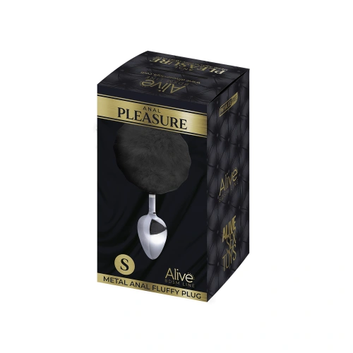 Metal Butt Plug with fluffy black tail Anal Pleasure Fluffy Plug S [1]