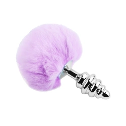 Color* Dilyana- Metal anal dilator with fluffy pink tail Anal Pleasure Fluffy Twist Plug L
