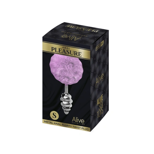 Metal Butt Plug with fluffy pink tail Anal Pleasure Fluffy Twist Plug S [4]
