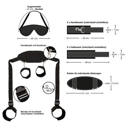 Nina - BDSM Set Wrist and Ankle Restraints to Neck with Bad Kitty Eye Mask [7]