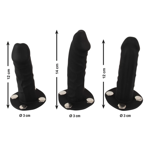 Strap-on belt with three realistic dildos Bad Kitty Dildo Briefs [11]