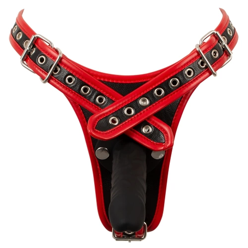 Strap-on belt with three realistic dildos Bad Kitty Dildo Briefs [4]