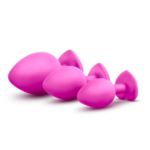 Set of 3 pcs. Butt plugs Luxe Bling Plugs pink with crystals [3]