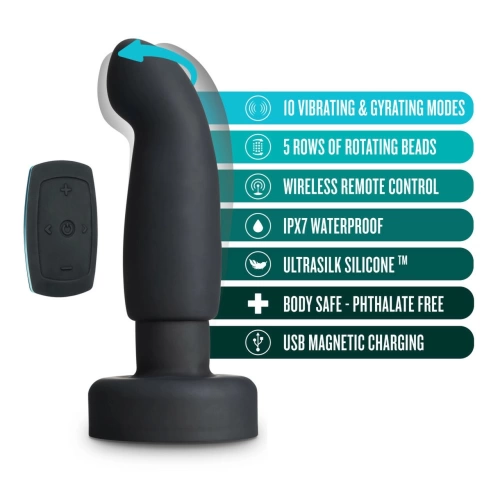 Rotating and vibrating anal toy with beads Circuit Plug black [5]