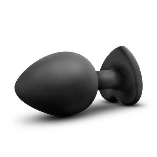 Crystal Heart Bling Plug Silicone Anal Dilator Black M [1]