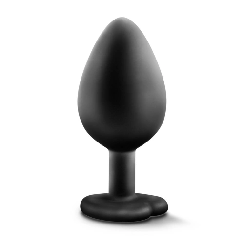 Crystal Heart Bling Plug Silicone Anal Dilator Black M [2]
