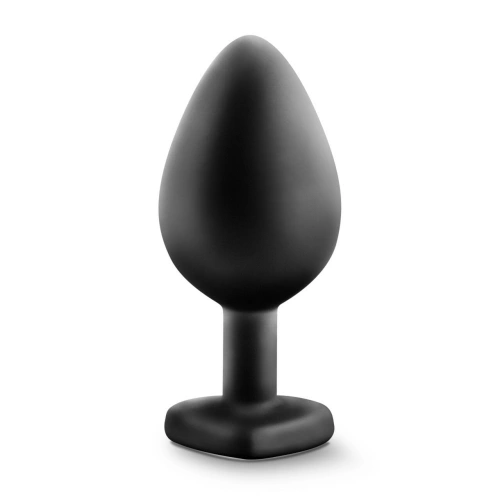 Crystal Heart Bling Plug Silicone Anal Dilator Black M [3]