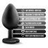 Crystal Heart Bling Plug Silicone Anal Dilator Black M [4]