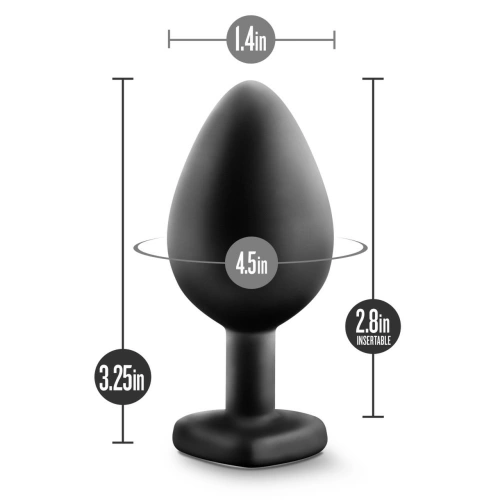 Crystal Heart Bling Plug Silicone Anal Dilator Black M [5]
