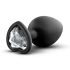 Crystal Heart Bling Plug Silicone Anal Dilator Black M