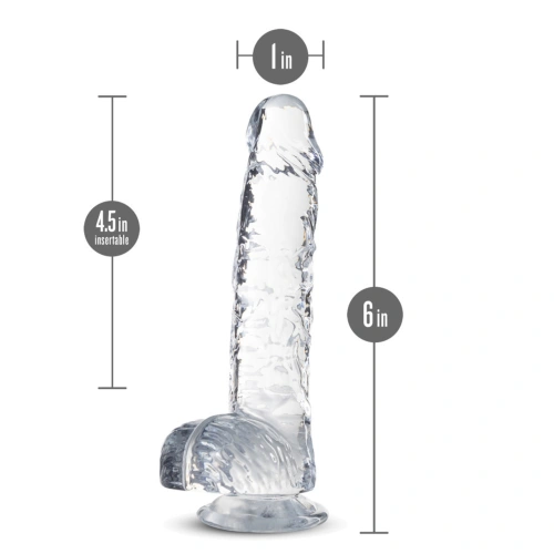 **Nina - Naturally Yours Small Realistic Testicular Dildo 6" Clear [3]