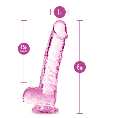 **Nina - Naturally Yours 6" Transparent Pink Small Realistic Testicular Dildo [3]