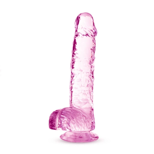 **Nina - Naturally Yours 6" Transparent Pink Small Realistic Testicular Dildo