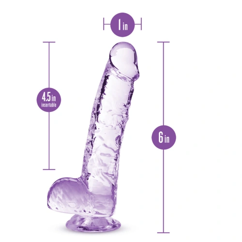 **Nina - Naturally Yours 6" Translucent Purple Small Realistic Testicular Dildo [3]