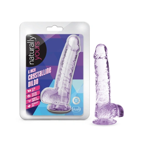 **Nina - Naturally Yours 6" Translucent Purple Small Realistic Testicular Dildo [5]