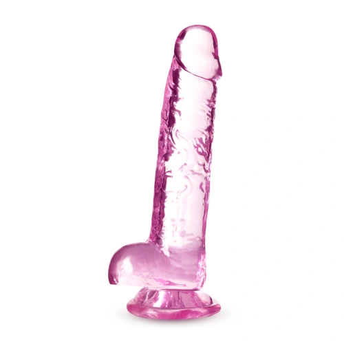 **Nina - Naturally Yours 7" Transparent Pink Realistic Testicle Dildo [2]