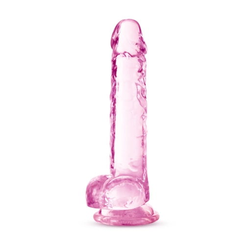 **Nina - Naturally Yours 7" Transparent Pink Realistic Testicle Dildo
