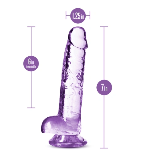 **Nina - Naturally Yours Realistic Testicular Dildo 7" Clear Purple [3]