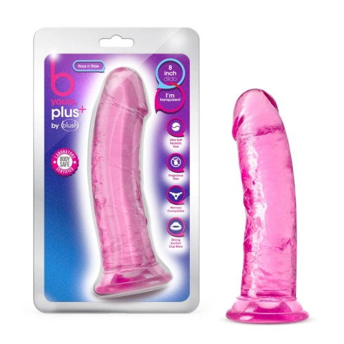 **Ralitsa Roar n' Ride 8" Realistic Curved Jelly Dildo in Pink [5]
