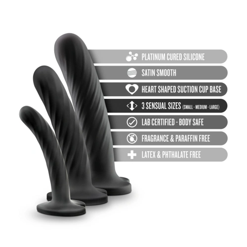 Set of 3 pcs. silicone dildos with a vacuum base Temptasia Twist heart [3]