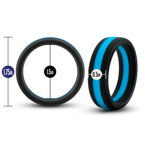 Nina - Performance Pro silicone flat penis ring black-blue [2]