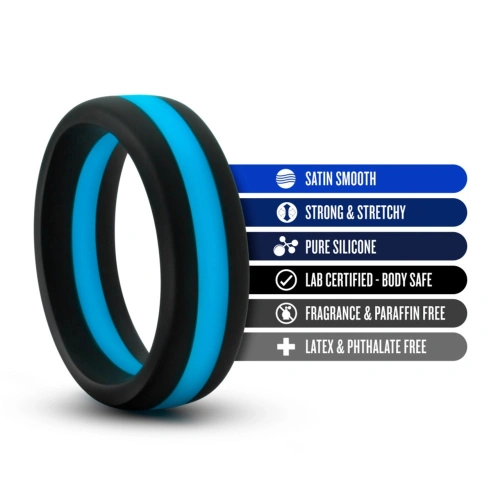 Nina - Performance Pro silicone flat penis ring black-blue [3]