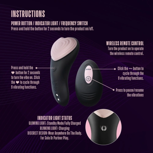 Nina - Temptasia Heartbeat Rechargeable Silicone Clitoris Stimulator for Underwear with Remote Control [4]