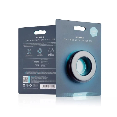 **Nina - Boners Carbon Frame Silicone Thick Penis Ring Gray [2]