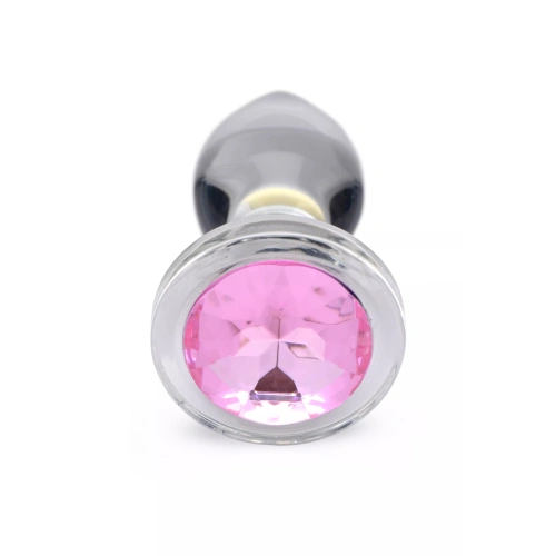 Pink Gem Glass M Butt Plug with pink crystal [1]