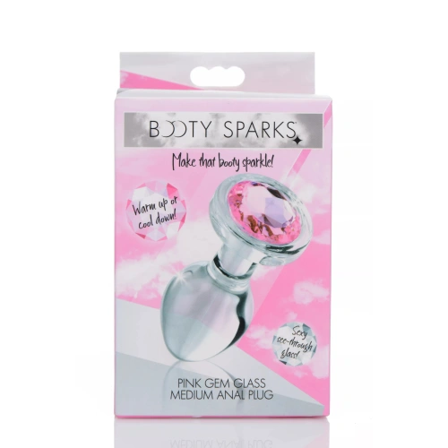 Pink Gem Glass M Butt Plug with pink crystal [4]