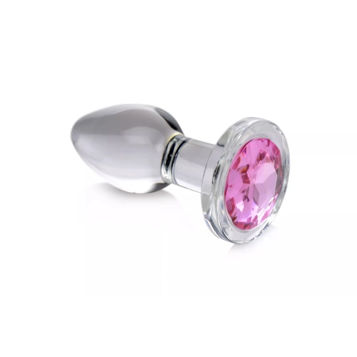 Pink Gem Glass M Butt Plug with pink crystal Pink Gem Glass M Butt Plug with pink crystal