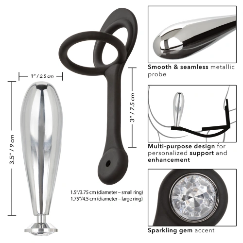 Star Fucker Glider metal butt plug with crystal and double silicone clasp [15]