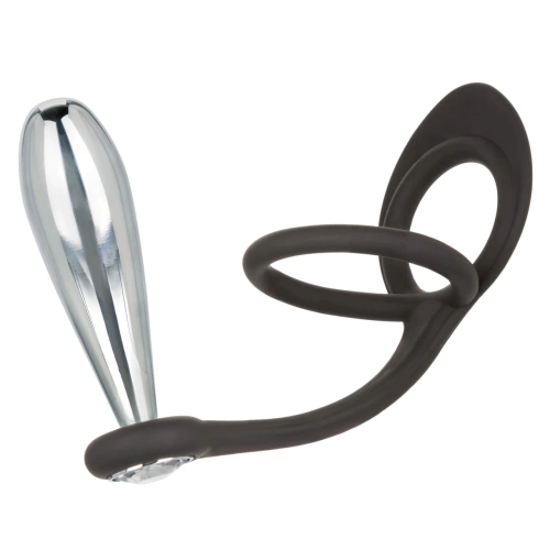 Star Fucker Glider metal butt plug with crystal and double silicone clasp