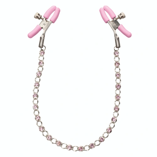 Dilyana Metal nipple clamps with chain with crystals First Time nipple teasers [2]