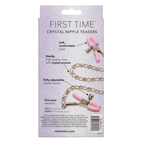 Dilyana Metal nipple clamps with chain with crystals First Time nipple teasers [7]