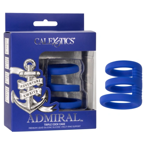 Triple penis ring made of silicone Admiral Triple Cock Cage blue [10]