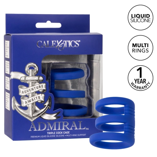Triple penis ring made of silicone Admiral Triple Cock Cage blue [11]
